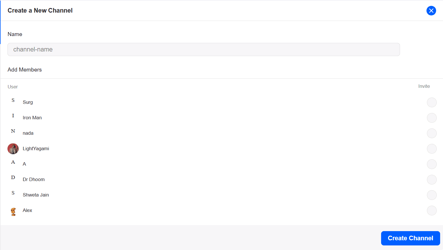 NetChat Create Channel Feature