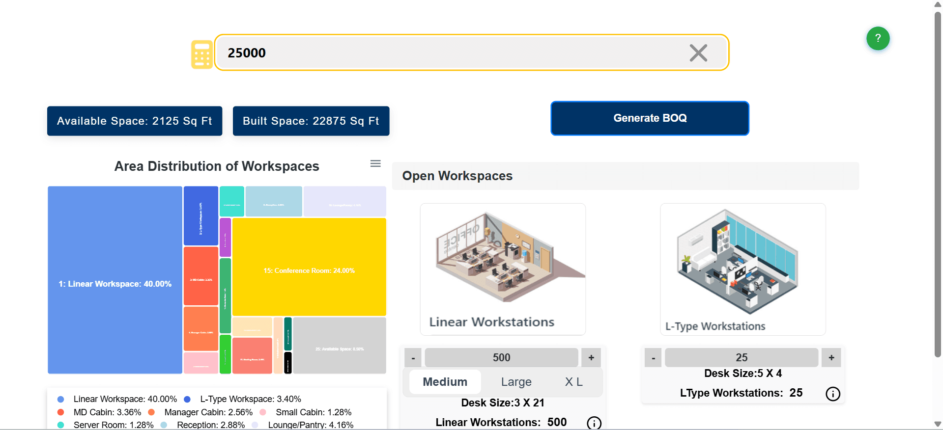 Office Space Calculator Layout Wireframe